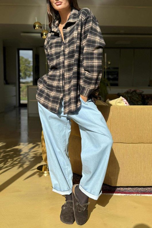 Patrick Plaid Brushed Cotton Shirt Black